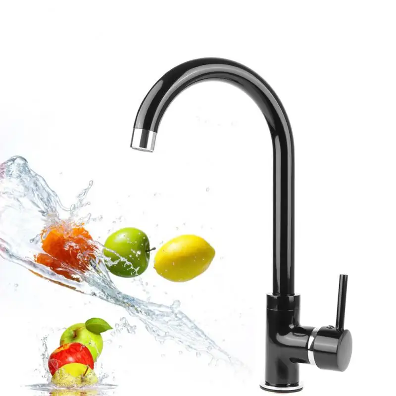 

Black Modern Bathroom Basin Faucet Stainless Steel Hot Cold Wash Mixer Crane Tap Free Rotation Sink Faucets Single Handle HWC