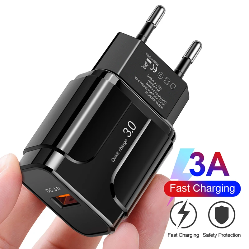 

3A Quick Charge 3.0 USB Charger EU US Plug Wall Mobile Phone Charger Adapter for iPhone Samsung Xiaomi QC3.0 Fast Charging