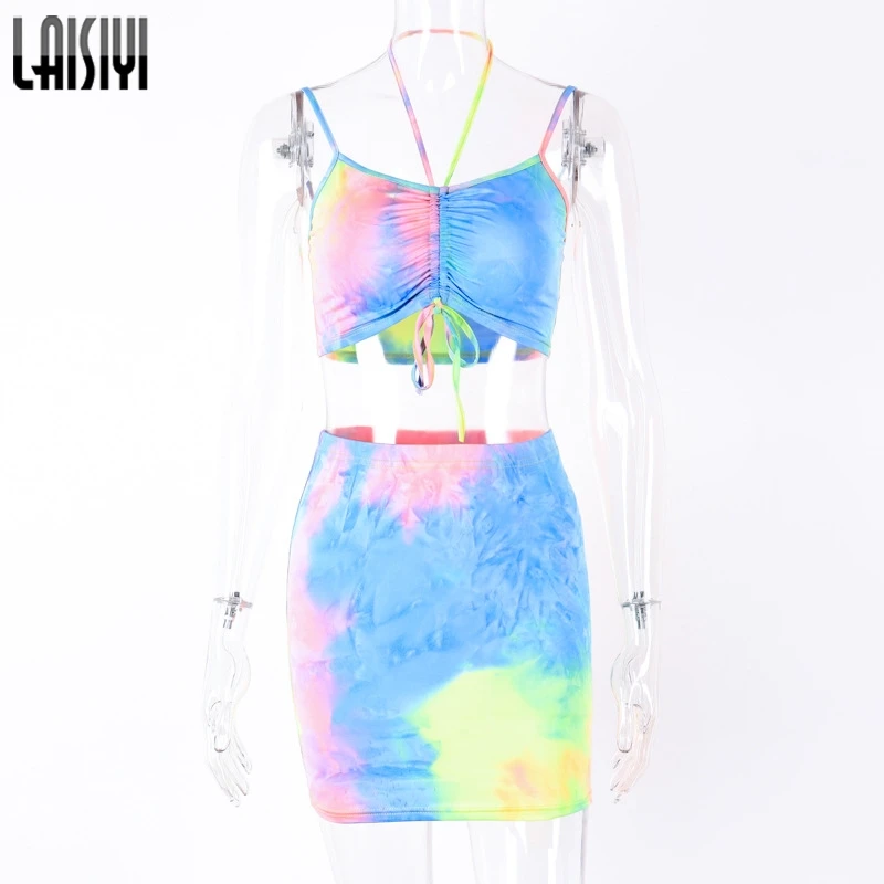 Multi-Blue LAISIYI Мода Змея 2 комплект из двух предметов для женщин осень зима одно плечо укороченный топ Высокая талия юбка Сексуальная Клубная одежда костюмы с принтом - Цвет: Multi-Blue