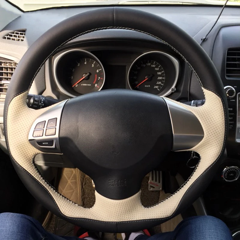 Чехол из натуральной кожи для руля Mitsubishi Lancer X 10 2007 2015 Outlander 2006 2013 ASX 2010 2013|Чехлы на