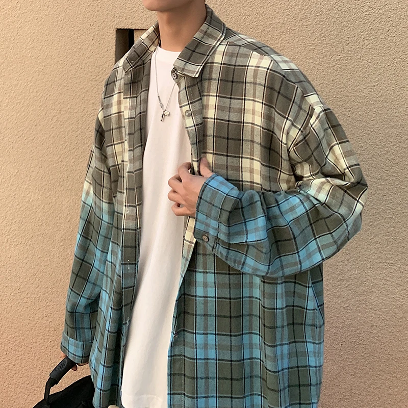 Рубашка DB60ST мужская с длинным рукавом модная повседневная в клетку хлопковая