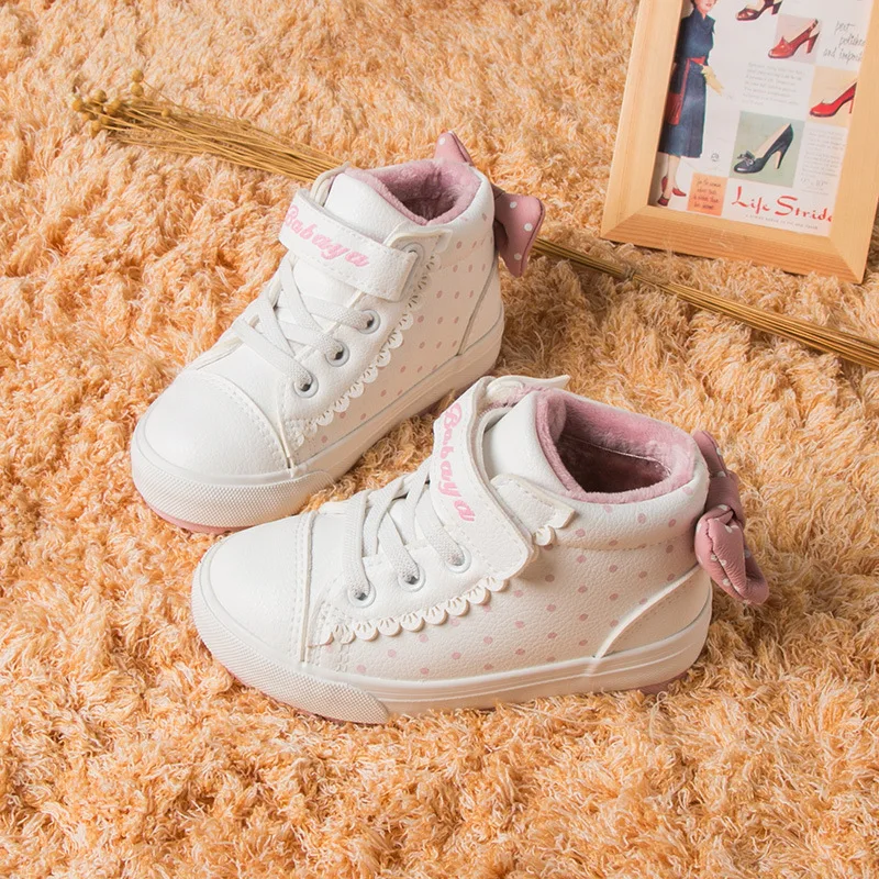 Детская обувь для девочек ботинки 2019 г. Зимняя теплая плюшевая из искусственной