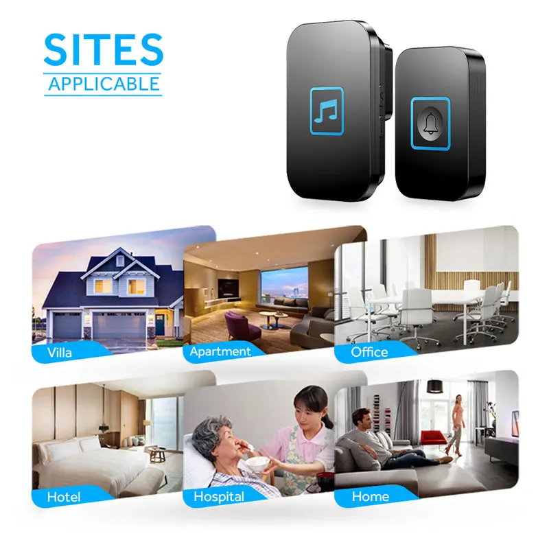 Беспроводной дверной звонок на 60 звонков 300 дБ водонепроницаемый М удаленный