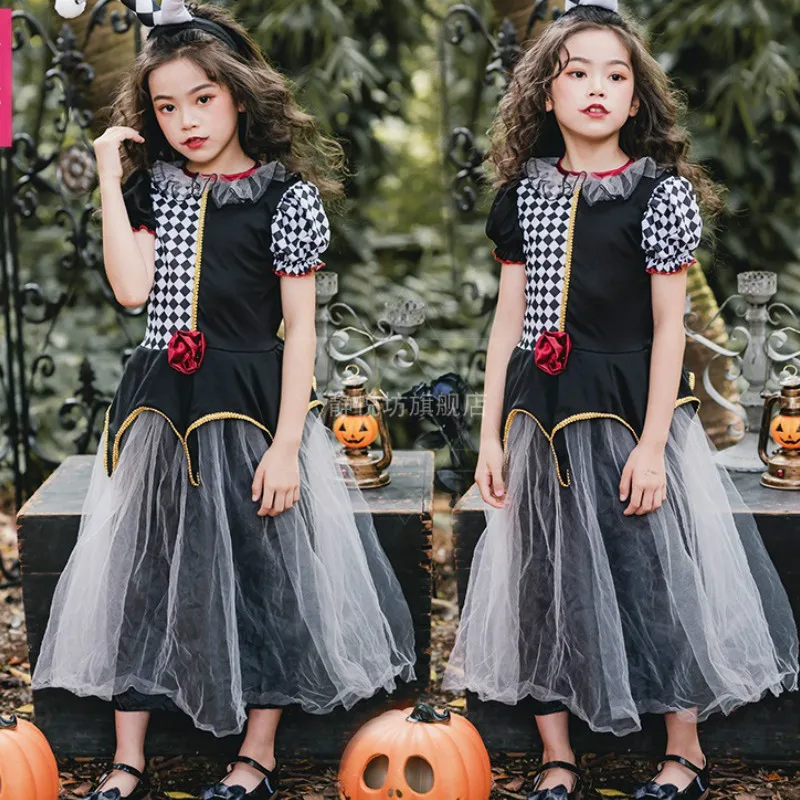 Платье для девочек на Хэллоуин детские костюмы платье принцессы клоуна детская