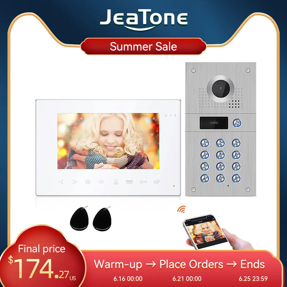 Jeatone 7 дюймов 960P/AHD Tuya Wi Fi видеодомофон для домашней видеодомофона телефонная