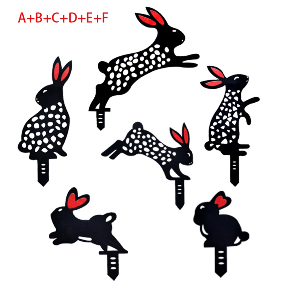 

5Pcs/Set Easter Rabbit Decorative Stakes DIY Acrylic Art Sculpture Garden Yard Sculpture Home Decor Easter Decorations