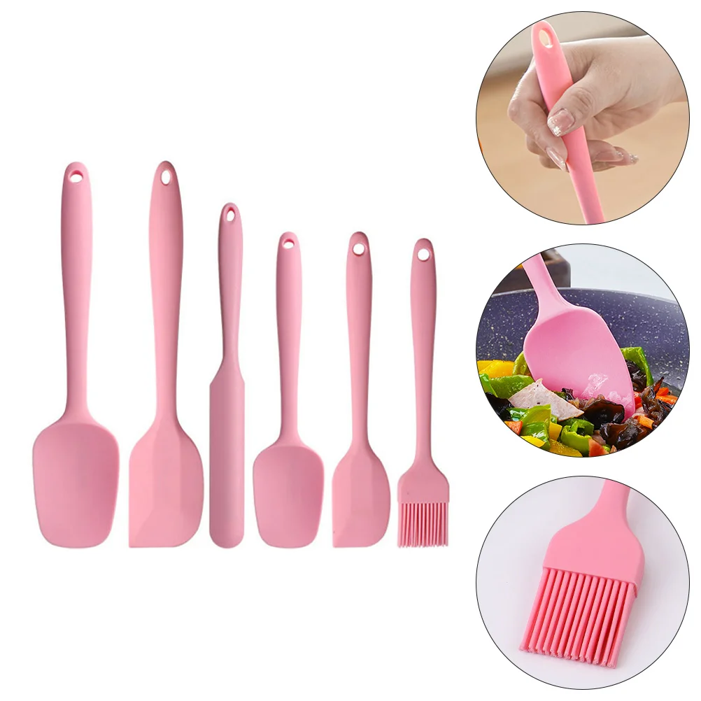 

1 Set 6Pcs Silicone Cake Cream Scrapers Stirring Stick Oil Brush Kit )
