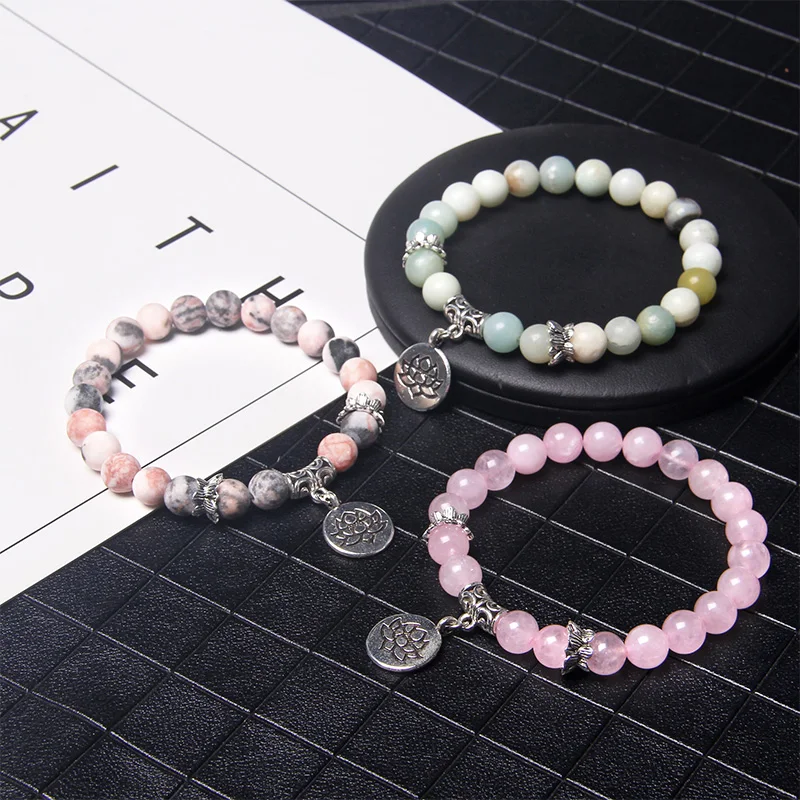 Женский браслет с бусинами из натурального амазонита | Украшения и аксессуары