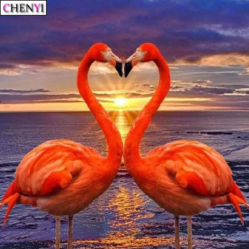

CHENYI 5D Diamond Painting Full Drill Flamingo Animal Diamond Art Embroidery Kit Cross Stitch Home Decoration Handmade Gift