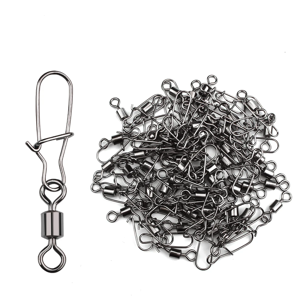 

50PCS 2/0# 1/0# 1#-12# Stainless Steel Fishing Connector Pin Bearing Rolling Swivel Snap Pins Fishing Tackle Accessories