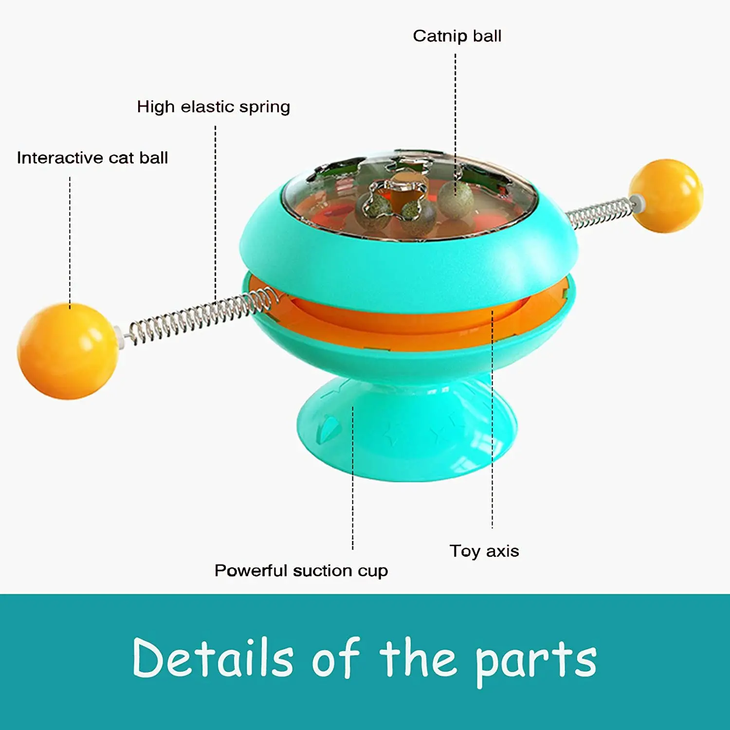 

Interactive Windmill Toys for Cats Catnip Toy Rotating Gyro with Suction Cup Pet Kitten Cat Hair Brush Massage Scratching Tickle