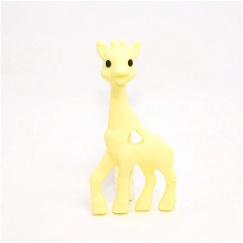 Cream Yellow 1 шт., силиконовый прорезыватель, животные из мультфильмов лиса, детское кольцо, прорезыватель, силиконовые жевательные подвески, детский прорезыватель, подарок, игрушки для малышей, 4 цвета - Цвет: Cream Yellow