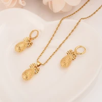 gold dubai india pineapple jewelry set necklace pendant earrings ethiopia eritrea wedding bridl jewelry for women girl gifts