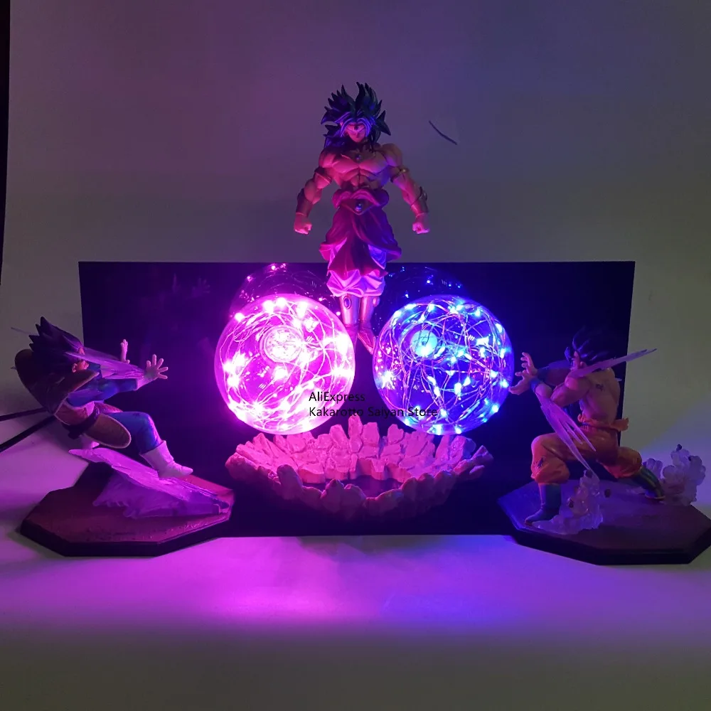 Dragon Ball Z Goku Vegeta vs Broly Светодиодная лампа Фигурки игрушки аниме Dragon Ball Супер Kamehameha фигурка DBZ Brinquedos