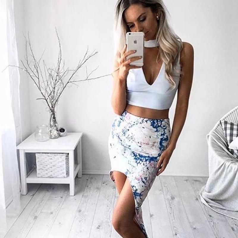 Женский бандажный Топ без рукавов летняя Клубная майка чокер трикотажный