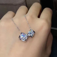 mdina necklace 1ct moissanite round gem 6 5mm size color d 925 silver platinum plated women necklace supply cert good gift