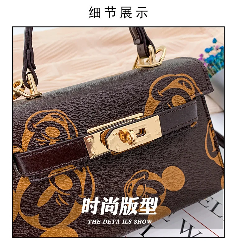 

Disney Mickey mouse lady pu messenger shoulder bag Large Capacity Mickey Shoulder Bag cartoon messenger pu shopping bag handbag