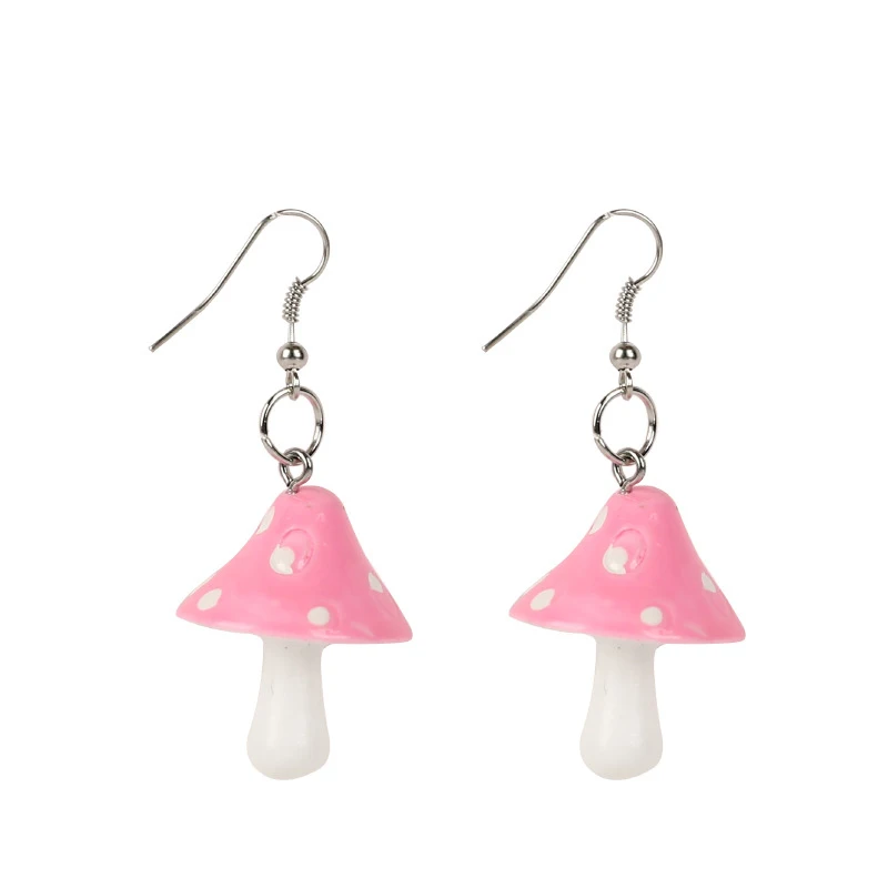 

1 Pair 5 Color Women Sweet Fresh Handmade Plastic Simulation Mushroom Earring Fashion Jewelry Accessories Gift