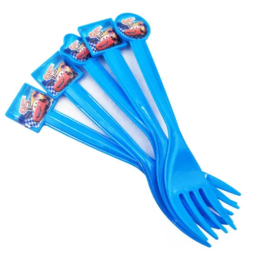 forks 10pcs 24 шт. 95 автомобилей Молния Маккуин детские подарки на день рождения принадлежности кекс душ кекс топперы выбор украшения подарок душ - Цвет: forks 10pcs