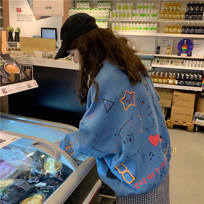 

2020 Spring Women Clothes Hoodies Teen Street Harajuku Hip Hop Pastel Sweatshirt for Women Printing Loose Leisure Hoodie