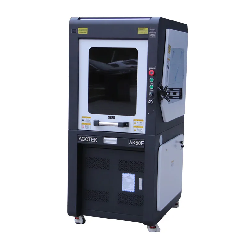 

Jinan AccTek Full Covered High Accuracy 50 watt Fiber Laser Marking Machine for Stainless Carbon Steel Epoxy Resin