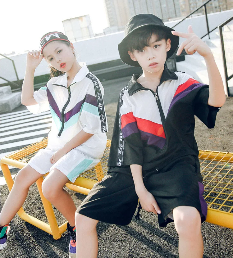 Свободные рубашки и шорты для мальчиков девочек костюм в стиле хип-хоп летняя