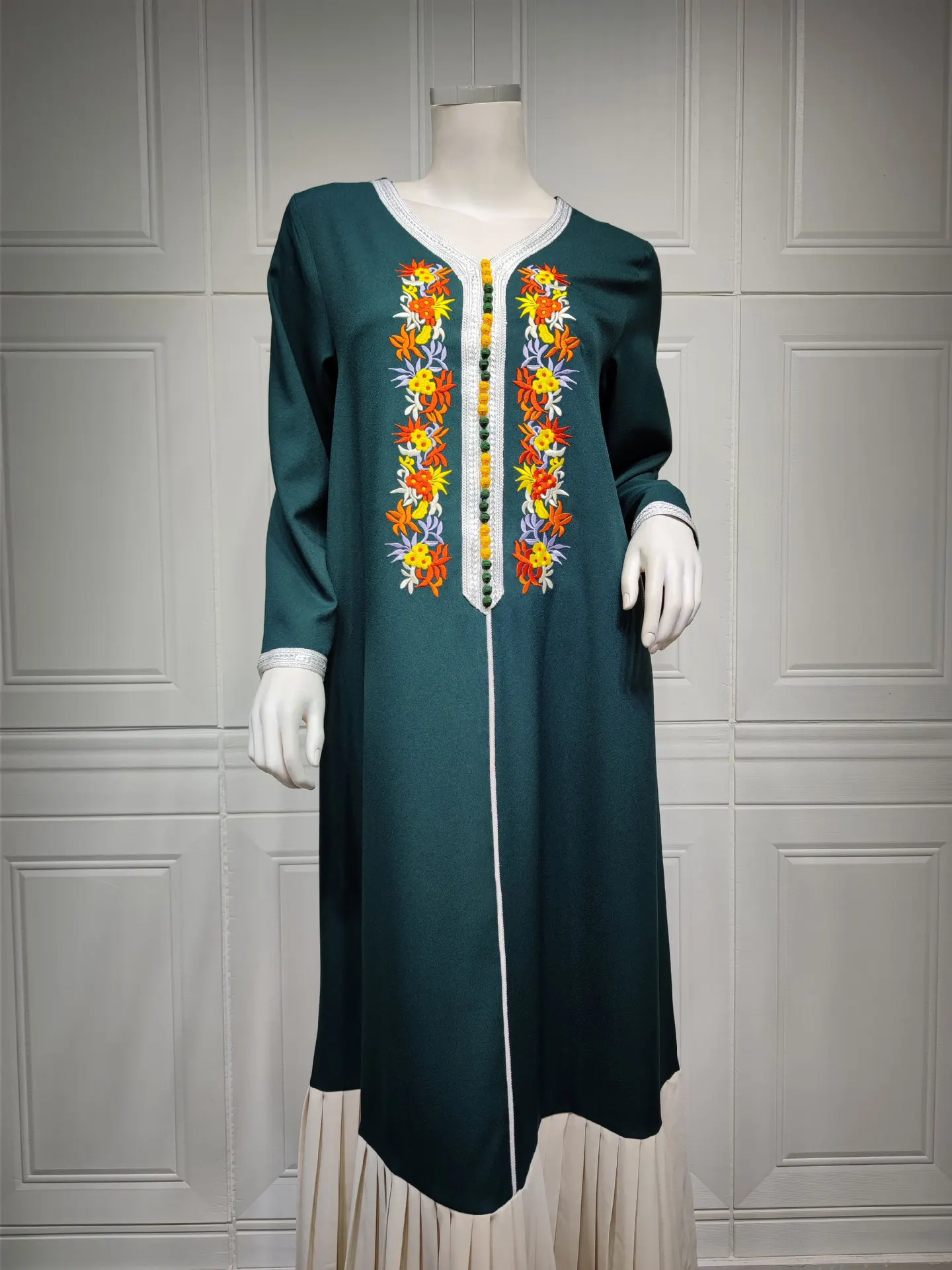 Wepbel Dubai Robe Islamic Clothing Turkey Caftan Muslim Maxi Dress Women Middle East Embroidered Lace Chiffon Abaya Dress