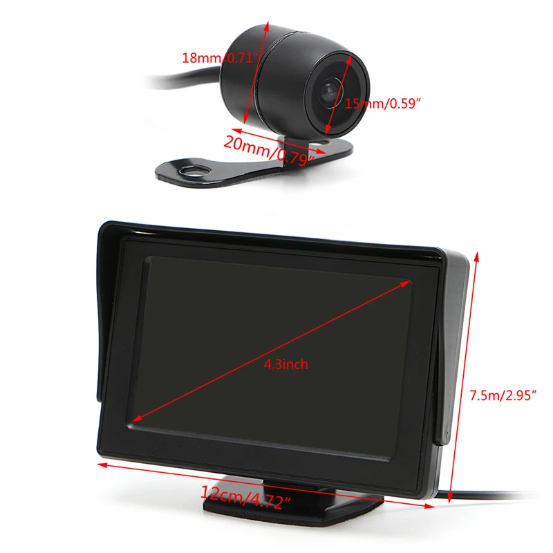 

X7AE 2 In1 Car Parking Kit 4.3" TFT LCD Monitor+Waterproof Reversing Rearview Camera