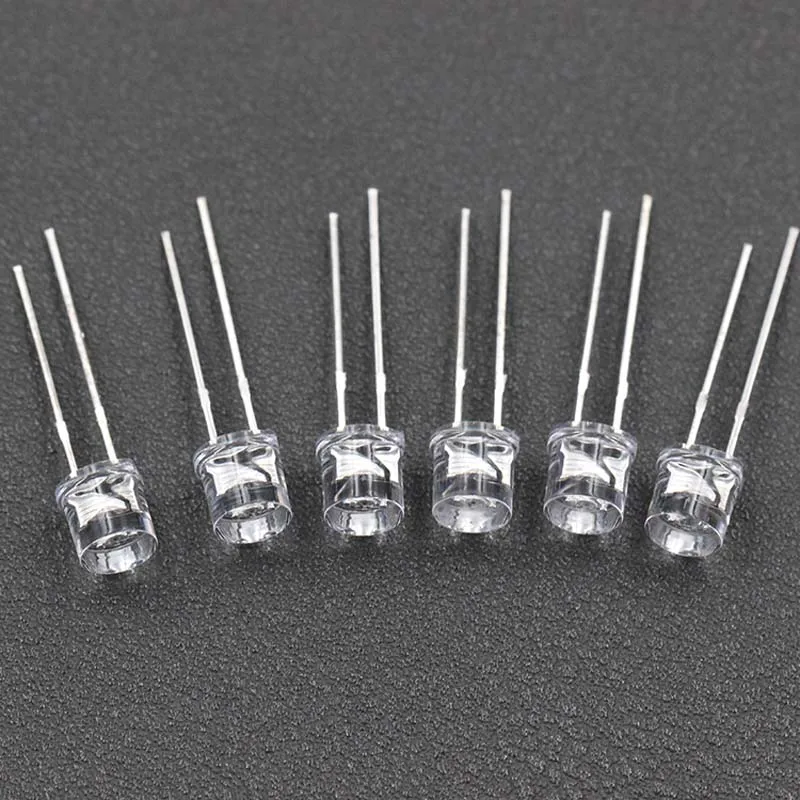 1000 шт. 5 мм Плоский прозрачный короткий белый теплый красный синий светодиодный