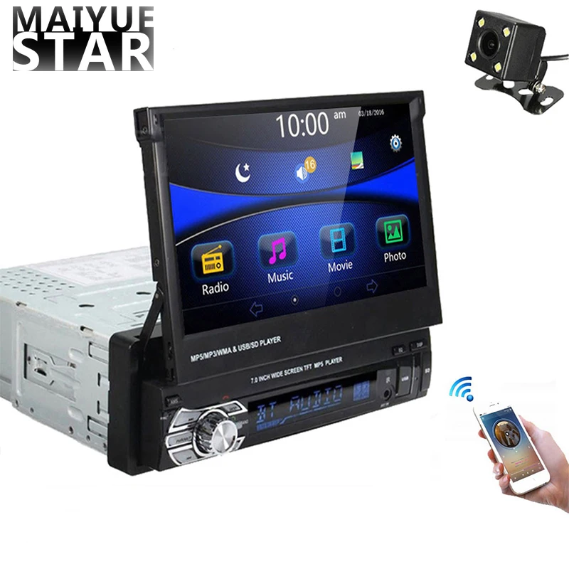 Maiyue star 7 дюймовая Стандартная автомобильная стереомагнитола Bluetooth 1DIN Сенсорный
