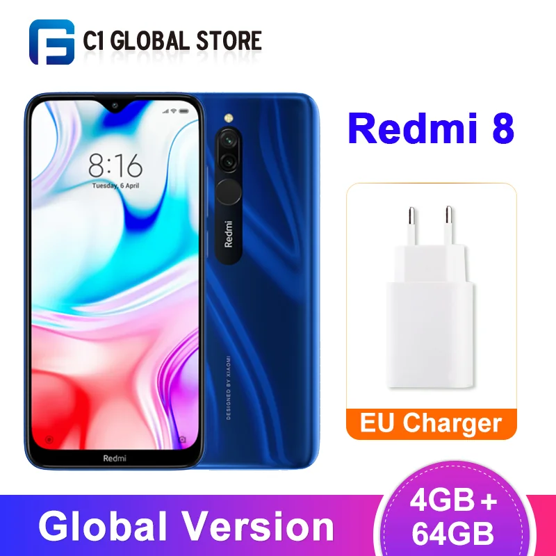 Xiaomi Redmi 8 смартфон с восьмиядерным процессором Snapdragon 439 ОЗУ 4 Гб ПЗУ 64 ГБ 12 МП 5000