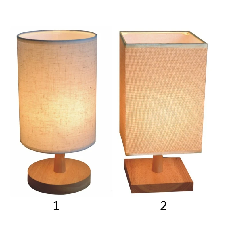

Simple Retro Solid Wood Table Lamp Home Bedroom Night Light Square / Round Bar Club Decorative Creative Desk Lamp Decor