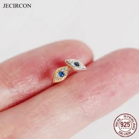 jecircon 925 sterling silver blue zircon evil eye stud earrings simple ins cute lucky eyes small earrings party wedding jewelry