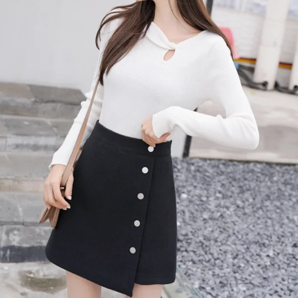 Зимняя женская юбка Skort 2020 Новое поступление хаки черная трапециевидная