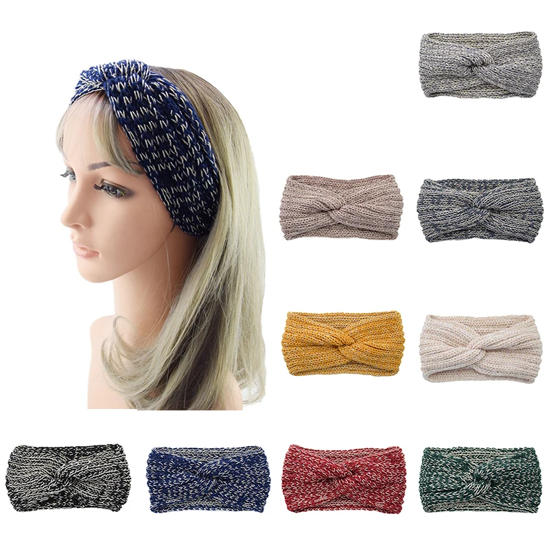 Зимняя Теплая повязка на голову с перекрещивающимися ушами женская модная