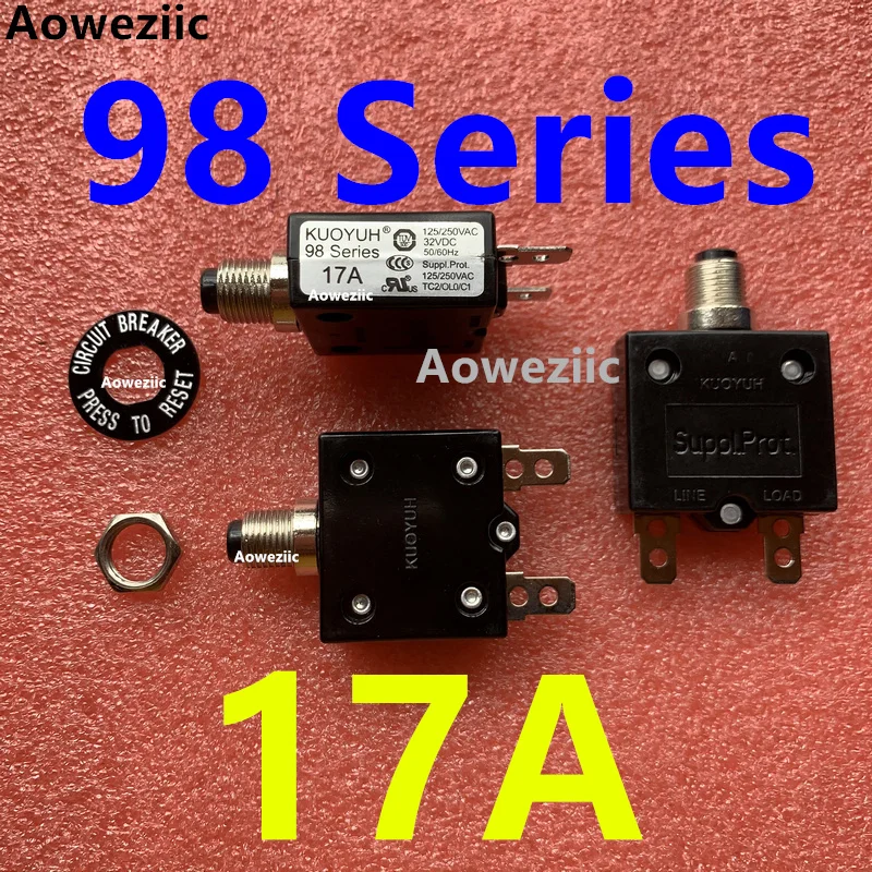 

2Pcs KUOYUH 98 Series 17A Thermal overcurrent overload protector Manual reset Switch fuse Leakage switch Circuit breaker