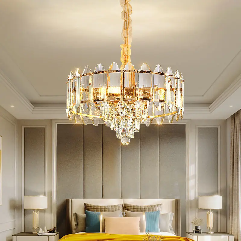

Postmodern light luxury crystal chandelier led, room lamp, high-grade hall lamp, living room lamp, 3-color light source
