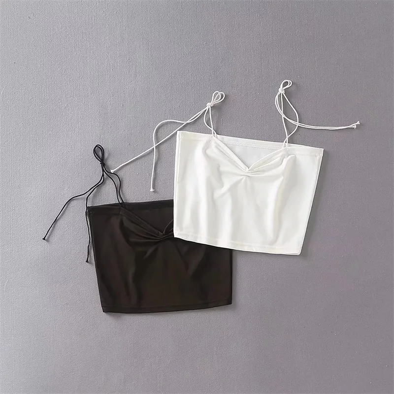 Женский бесшовный топ на бретельках с рюшами | Женская одежда