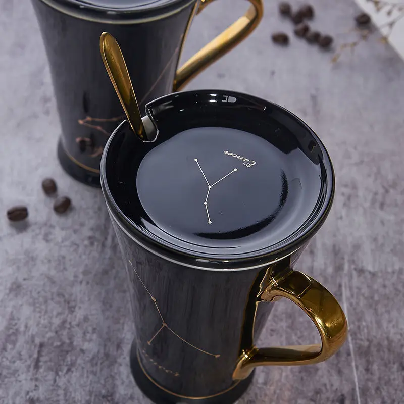 Креативные керамические чашки 12 созвездий с крышкой кружка из костяного фарфора