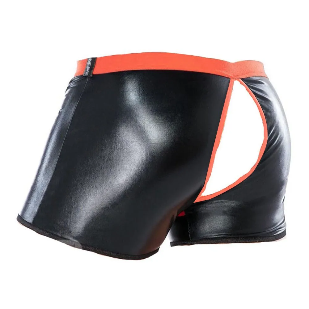 Трусы-боксеры мужские из искусственной кожи модное пикантное нижнее белье