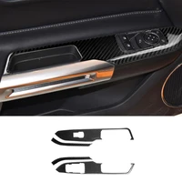 carbon fiber car styling stickers window control switch panel interior trim cover fit for ford mustang 2015 2019 accessories
