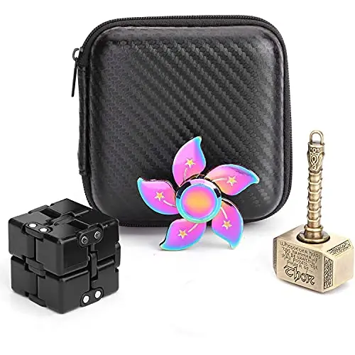 

Handheld Mini Fidget Toy Set Fidget Flippy Chain,Infinity Cube,Fidget Hammer Spinner Stress and Anxiety Relief Stuff