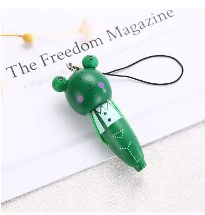 frog Милая деревянная шариковая ручка с животными, креативные шариковые ручки с шнурком, мини-ремешок для телефона 0,5 мм, ручка с черными чернилами для студенческого письма - Цвет: frog