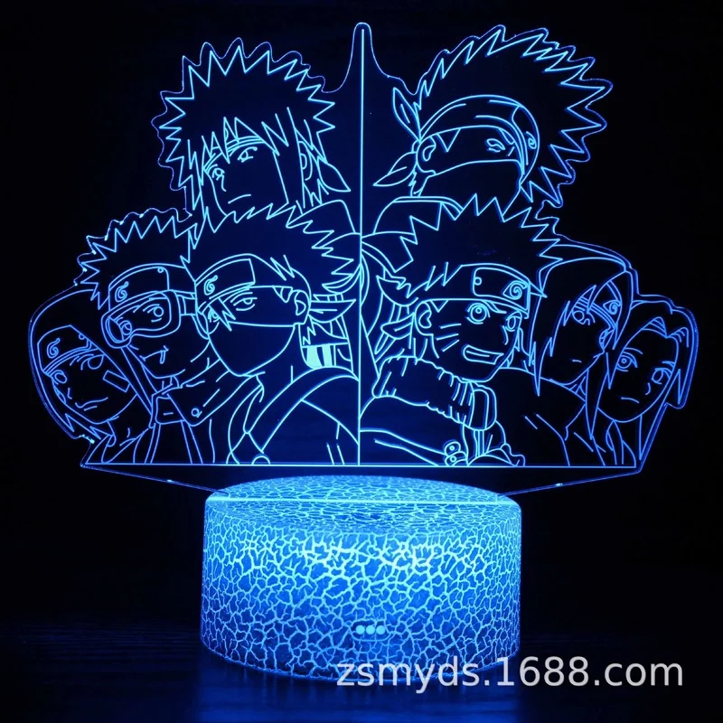 Мультяшная фигурка Наруто 3D светодиодная лампа 7 цветов светильник Рождество