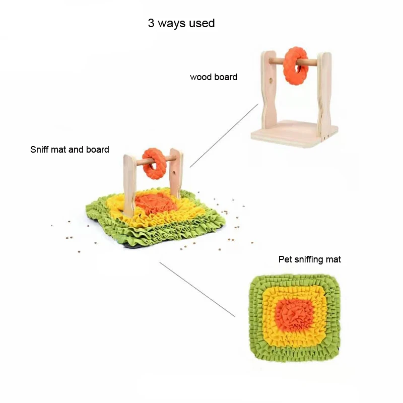 Muilt Function Pet Sniffing Mat With Wood Board Chewing Toy Dog Cat Slow Feeding Ppad Training for Cats | Дом и сад