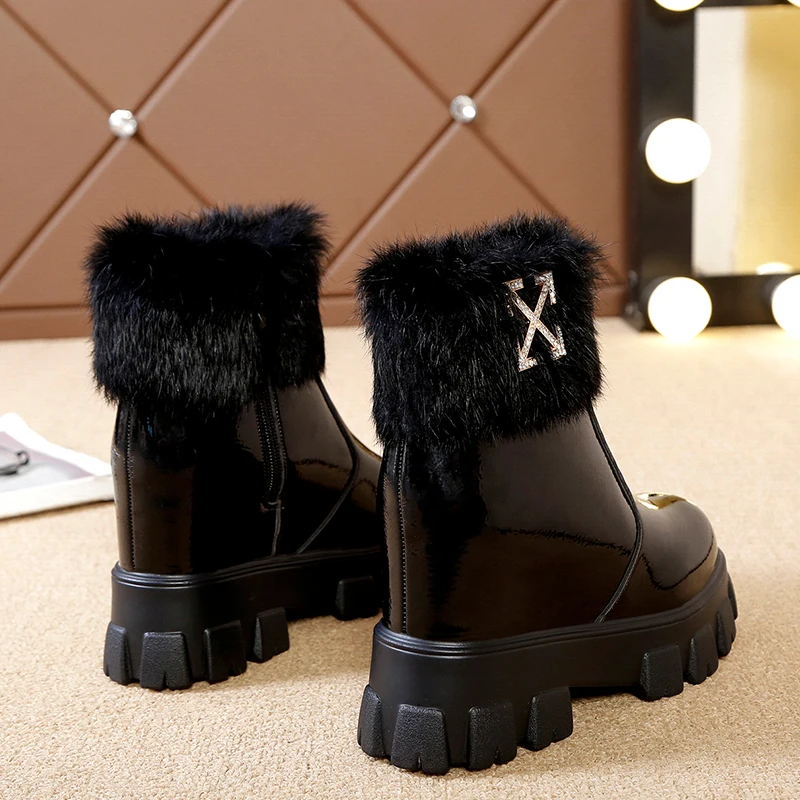 

Kjstyrka 2020 Winter Women Snow Boots Winter Middle Boots Solid Tied Plush Warm Shoes Girl Flat Boots