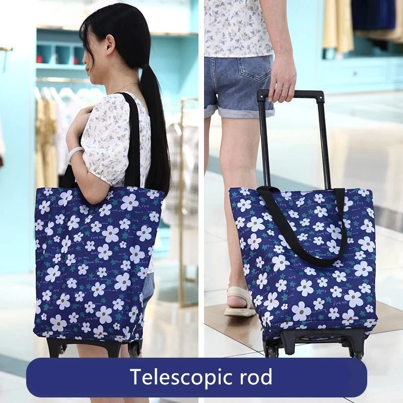 Folding Shopping Bag Women's Big Pull Cart Shopping Bags For Organizer Portable Buy Vegetables Trolley Bags On Wheels The Market