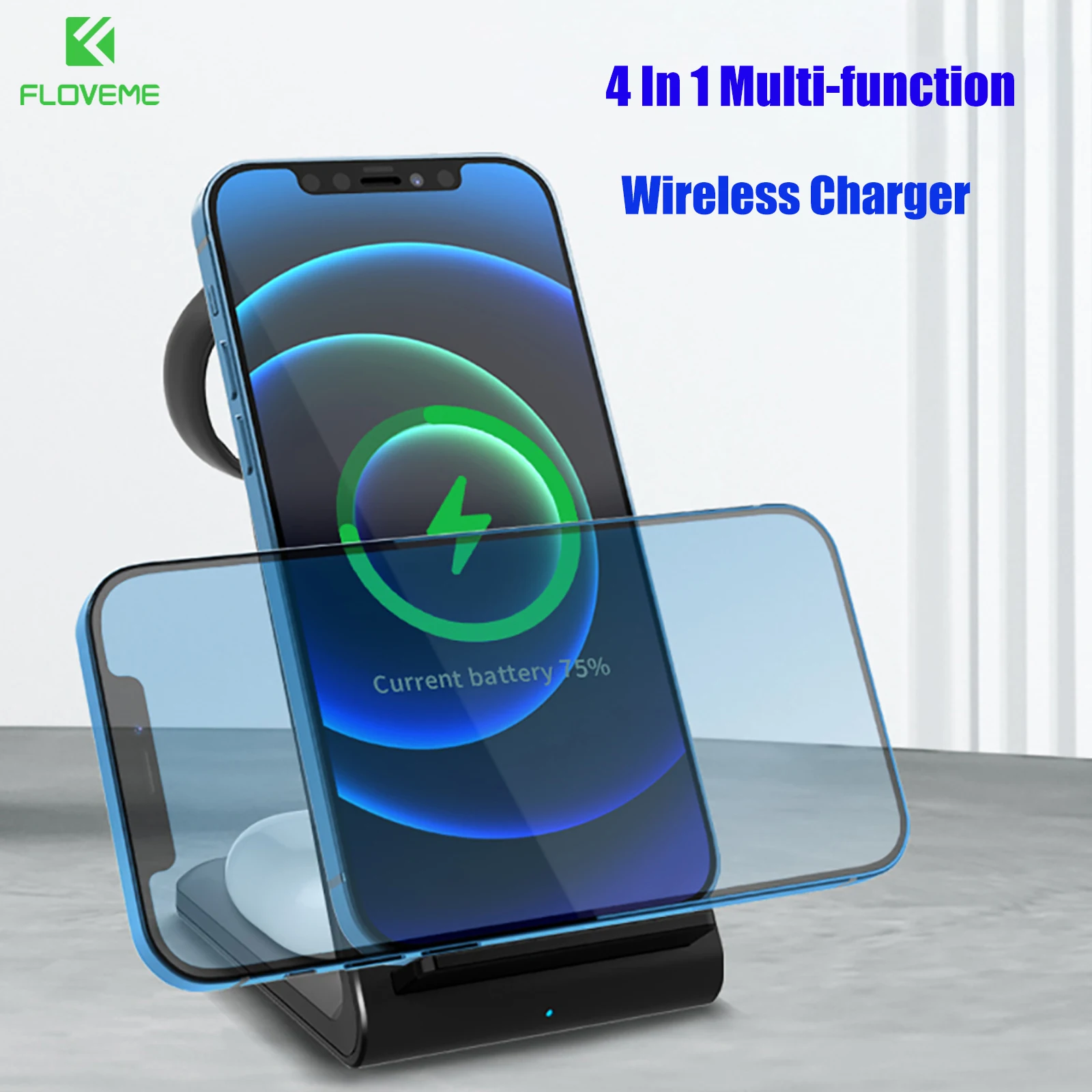 

Floveme 15 Вт магнитное Беспроводное зарядное устройство 4 в 1 для iPhone 12 Pro Max/12Mini Быстрая зарядка станция для Apple Watch/Airpods Pro