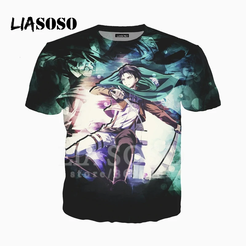

LIASOSO Unisex Anime Attack On Titan Eren Mikasa Reiner Bertolt Tshirt Summer T-shirt Casual Pullover Short Sleeve 3D Print
