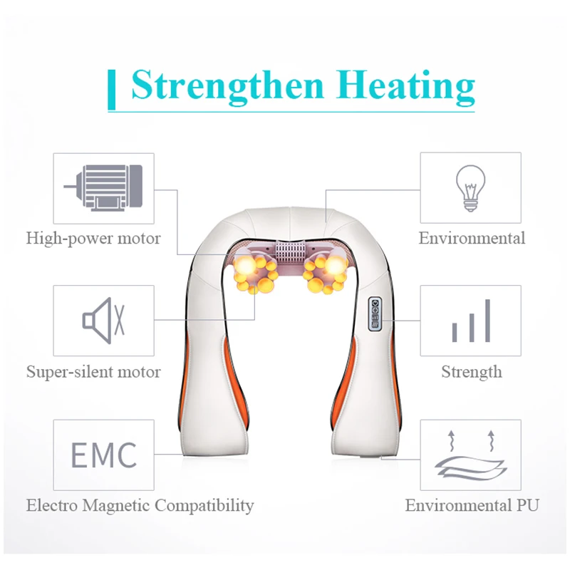 U Shape Electrical Shiatsu Massager Shawl Roller Heat Massage Electric Pain Neck and Shoulder Multi-function Massagem